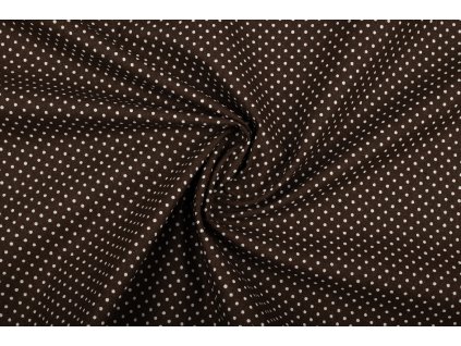 bavlnene platno puntik bily na hnede