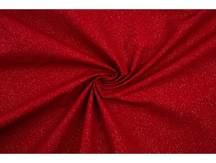 bavlnene platno drobne zlate tecky na cervene