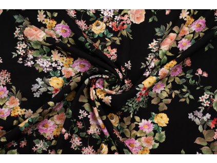 123876 1 viskozova tkanina zahradni ruze na cerne