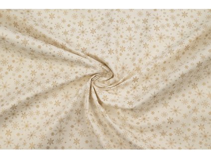 bavlnene platno zlate vlocky na smetanove