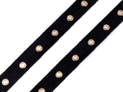 Prýmek / průchodky na bavlněné stuze šíře 20 mm (Balení 1 m, Varianta 2 černá platina)