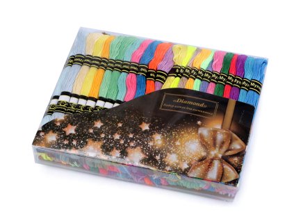 Příze vyšívací typ mouline Diamond sada 100 ks/8 m (Balení 100 ks, Varianta mix)