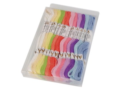 Bavlněná příze vyšívací typ mouline sada 36 ks/8 m (Balení 36 ks, Varianta 1 mix světlý)