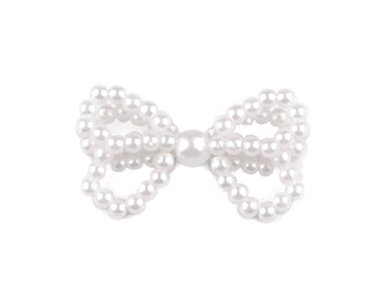 Mašlička z perlových korálků ke zdobení oděvů a doplňků (Balení 5 ks, Varianta bílá)