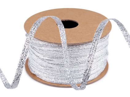Stuha lurexová / brokátová šíře 3 mm vánoční (Balení 20 m, Varianta 2 stříbrná)