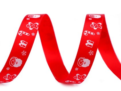 Vánoční saténová stuha hvězdy, santa šíře 16 mm (Balení 22.5 m, Varianta 1 bílá hvězdy)