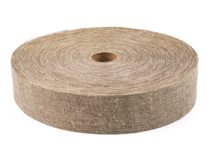 Vánoční stuha metráž imitace juty s glitry šíře 60 mm (Balení 1 m, Varianta režná přírodní zlatá)