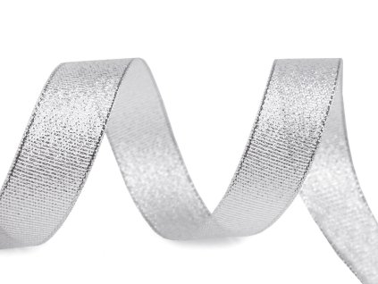 Brokátová stuha s lurexem šíře 20 mm (Balení 22.5 m, Varianta 1 stříbrná)