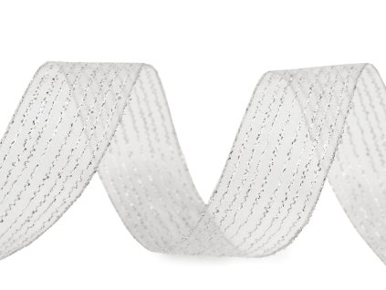 Stuha s lurexem šíře 25 mm (Balení 10 m, Varianta 302 stříbrná)