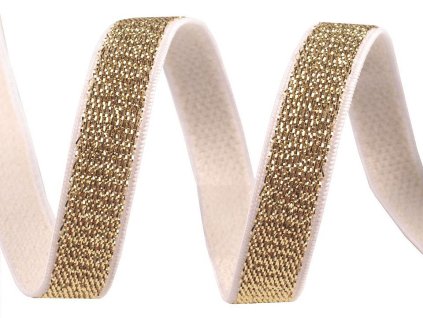 Pruženka brokátová / ramínková šíře 10 mm s lurexem (Balení 1 m, Varianta 3 zlatá)