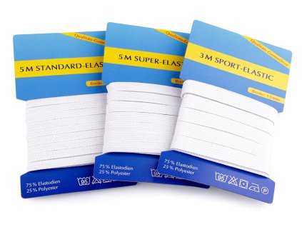 Prádlová pruženka na kartě šíře 6; 8; 13 mm sada (Balení 1 sada, Varianta bílá)