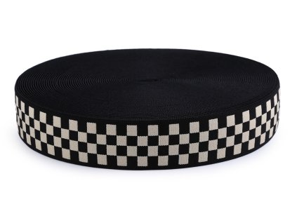 Pruženka měkká šíře 40 mm káro (Balení 1 m, Varianta 1 černá béžová)