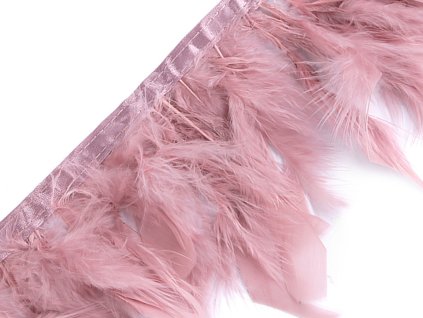 Prýmek - krůtí peří 5-9 cm (Balení 1 m, Varianta 1 starorůžová sv.)