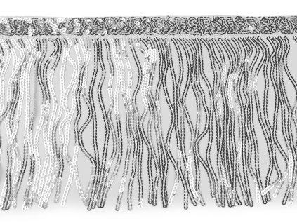 Flitrové třásně / prýmek šíře 15 cm (Balení 1 m, Varianta 1 stříbrná)