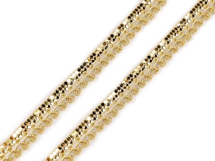 Leonský prýmek s flitry šíře 16 mm (Balení 13.5 m, Varianta zlatá)