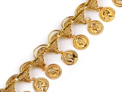 Shakira leonský prýmek s penízky šíře 38 mm (Balení 13.5 m, Varianta 1 zlatá)