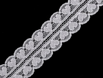Silonová krajka / vsadka srdce šíře 30 mm (Balení 18 m, Varianta 1 Off White)