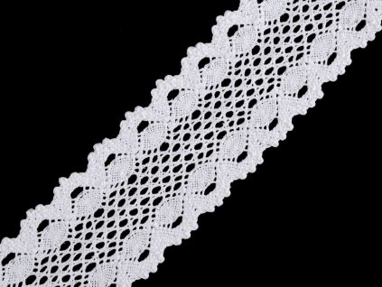 Bavlněná krajka / vsadka paličkovaná šíře 50 mm (Balení 13.5 m, Varianta 1 bílá sněhová)