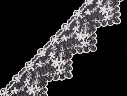 Vyšívaná krajka na monofilu šíře 65 mm (Balení 13.5 m, Varianta 1 bílá)