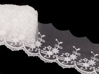 Vyšívaná krajka na monofilu šíře 70 mm (Balení 13.5 m, Varianta 1 Off White)