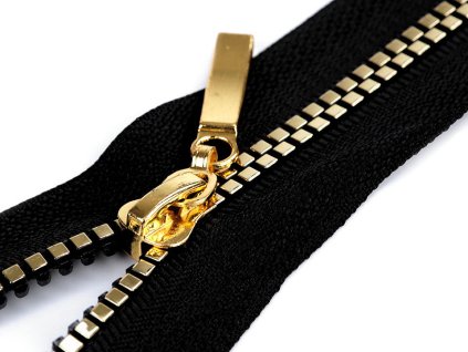 Kostěný zip No 5 délka 90 cm čtvercové zuby (Balení 1 ks, Varianta 1 černá stříbrná)