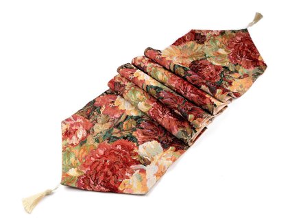 Běhoun / ubrus gobelín květy 33x175 cm (Balení 1 ks, Varianta 1 červenorůžová)