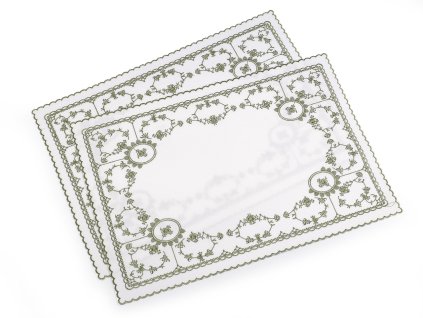 Prostírání textilní vyšívané 32x45 cm (Balení 2 ks, Varianta 1 (30x43 cm) zelená)