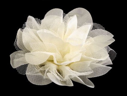 Šifónový květ Ø8 a 9 cm (Balení 4 ks, Varianta 5 (9 cm) bílá)