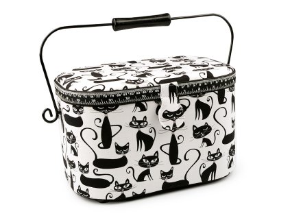 Kazeta / košík na šití čalouněný kočka (Balení 1 ks, Varianta bílá kočka)