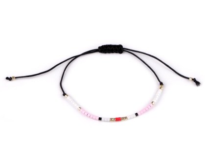 Náramek shamballa s rokajlem (Balení 1 ks, Varianta 1 růžová sv.)