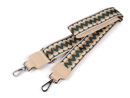 Popruh na tašku s karabinami šíře 5 cm (Balení 1 ks, Varianta 1 béžová zelená)