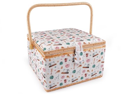 Kazeta / košík na šití čalouněný (Balení 1 ks, Varianta 1 bílá galanterie)