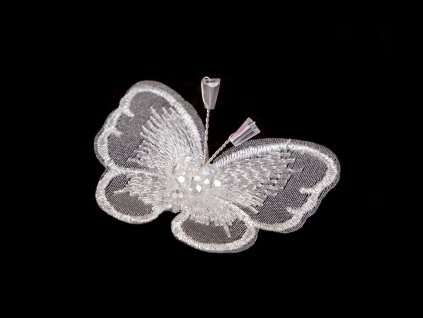 Motýl s broušenými korálky k našití a nalepení (Balení 2 ks, Varianta Off White)