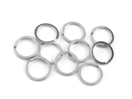 Kroužek na klíče z chirurgické oceli Ø25; 28; 32 mm plochý (Balení 10 ks, Varianta 1 (25 mm) nikl)