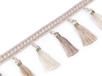 Prýmek / třásně šíře 95 mm (Balení 1 m, Varianta 1 šedobéžová)