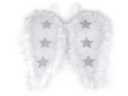 Andělská křídla s peřím a glitrovými hvězdami (Balení 1 ks)