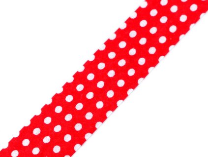 Šikmý proužek bavlněný puntík, káro, hvězdy, jemný proužek šíře 20 mm zažehlený (Balení 14 m, Varianta 380798/2 černá puntíky)