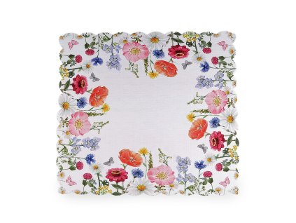 Prostírání textilní čtvercové 40x40 cm (Balení 2 ks, Varianta 1 bílá květy)