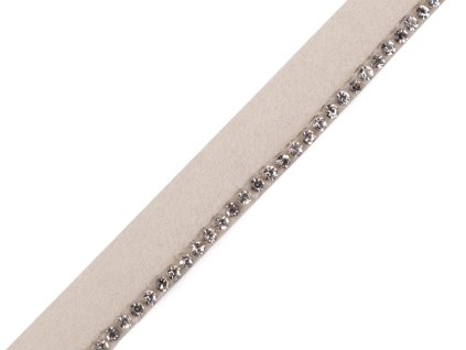 Polyesterová paspulka / kédr se skleněnými kamínky šíře 10 mm (Balení 1 m, Varianta 1 krémová světlá)