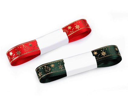 Vánoční saténová stuha 15 mm (Balení 22.5 m, Varianta 1 červená)