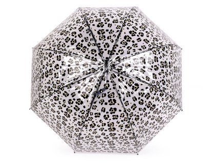 Dámský / dívčí průhledný vystřelovací deštník leopard (Balení 1 ks, Varianta 1 krémová světlá)