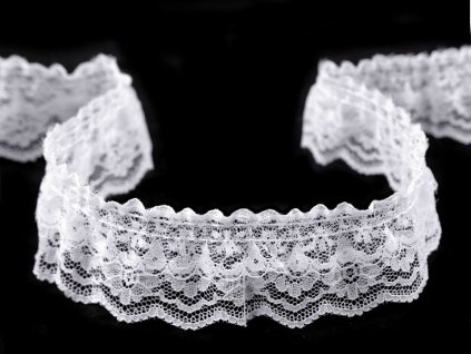 Volánek krajkový dvojitý šíře 40 mm (Balení 13.5 m, Varianta bílá)