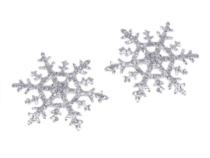 Nažehlovačka vločka s glitry Ø4 cm (Balení 10 ks, Varianta 1 stříbrná AB)