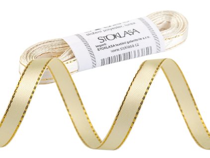 Atlasová stuha s lurexovým okrajem svazky po 5 m šíře 6 mm vánoční (Balení 5 m, Varianta 1 bílá stříbrná)