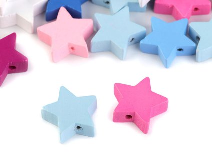 Dřevěné korálky hvězda, korunka (Balení 1300 ks, Varianta 1 mix barev hvězda)