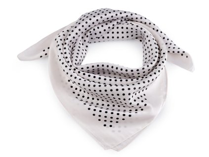 Saténový šátek puntík 65x65 cm (Balení 1 ks, Varianta 1 bílá)