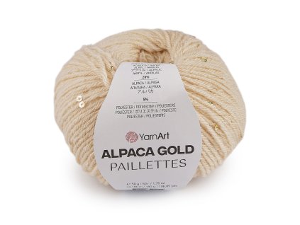 Pletací příze Alpaca Gold s flitry 50 g (Balení 1 ks, Varianta 1 (9301) krémová nejsvět.)