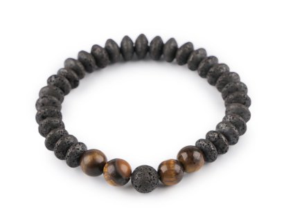 Náramek pružný z minerálů, láva, unisex (Balení 1 ks, Varianta 2 černá)