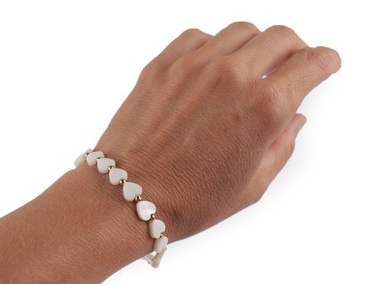 Náramek z nerezové oceli s perleťovými srdíčky (Balení 1 ks, Varianta 1 stříbrná)