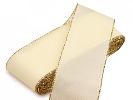 Stuha taftová s lurexem šíře 40 mm (Balení 10 m, Varianta 100 bílá stříbrná)